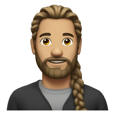 bearded man with long hair in a ponytail sticker