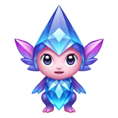 kawaii chibi style crystal sprite creature that is purple, blue, and pink  sticker