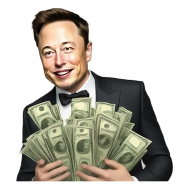 Elon musk with money sticker
