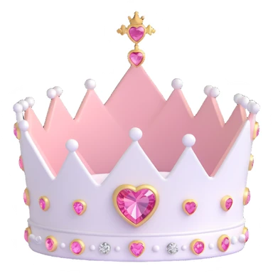 white and pastel pink crown with heart gem sticker