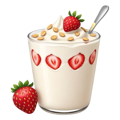White yogurt with strawberries and oats sticker