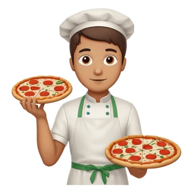 a pizzaiolo holding a pizza sticker