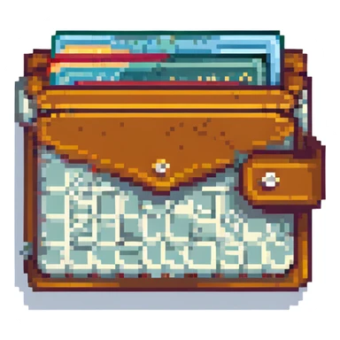 wallet, pixel art style sticker