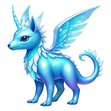 Shiny Exotic Nebulae Colorful Neon-colored Glittery Ethereal Sparkly Iridescent Amaura-Aurorus-Fakémon-hybrid-creature (full body)  sticker