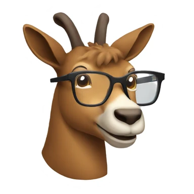 happy smart smiling brown chamois with glasses left profile sticker