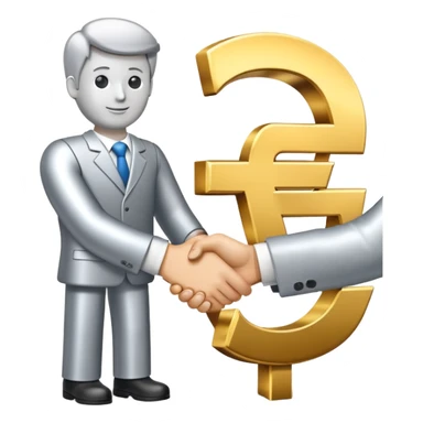 Jobcenter symbol with euro sign and handshake sticker
