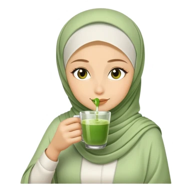 Hijabi drinking matcha sticker