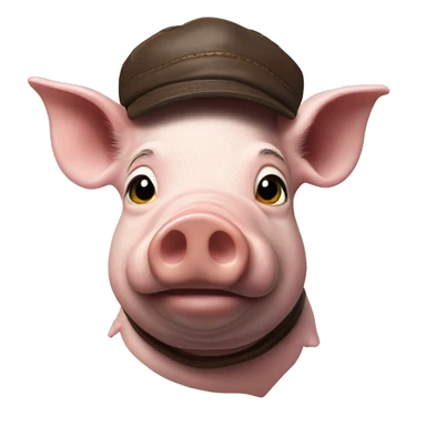 Pig head with leather Muir cap yellow bandana around neck sticker