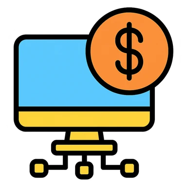 IT and money combined, modern icon style sticker