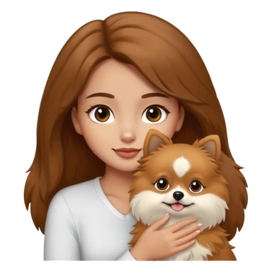 light-skinned-girl-with-brown-hair-and-brown-eyes-petting-pomeranian sticker