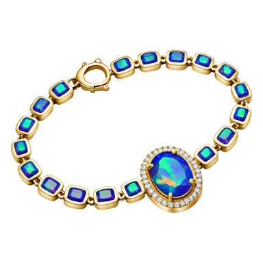 Van Cleef, luxury sparkling black opal gemstones and 2k diamonds, 14k gold bracelet sticker