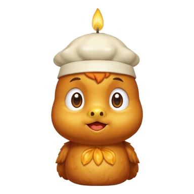 Orange chicken with a candle on his head  sticker