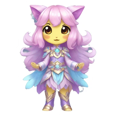Cute Kawaii Chibi Anthro Sona Colorful Ethereal Pretty see Godly Celestial Shiny Fakemon Full Body sticker