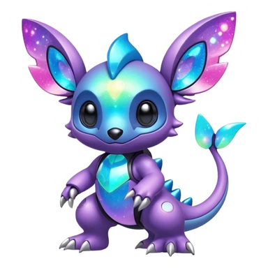 Mechanical Sparkly Glittery Nebulae Beautiful Gorgeous Pretty Pastel Hot Exotic Lush Warm Cute Adorable Colorful Shiny Iridescent Futuristic Modern Cybernetic Stitch-Protogen-Vernid-Fakémon-Pokémon-creature-fusion (full body) sticker