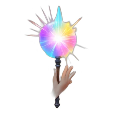 hand holding a wand  with magic light sticker