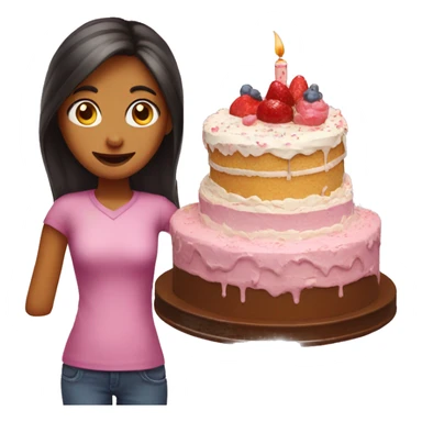 a girl with a cake  at homre sticker