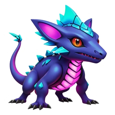 Dark bright neon colorful edgy exotic Fakémon-Pokémon-Vernid-creature sticker
