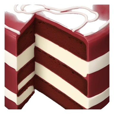 Dark red cake cake slice with white frosting layers dollops of frosting on top  sticker