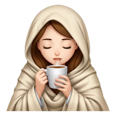 girl inside a blanket sipping coffee eyes closed sticker