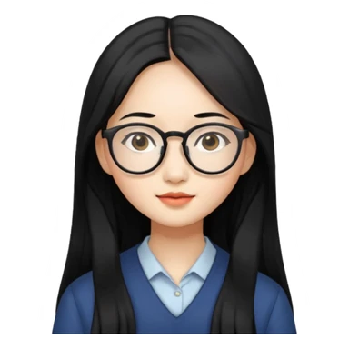 Beautiful Asian girl with long black hair and glasses sticker