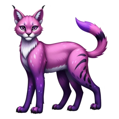 Vibrant dark edgy gothic Falvie-Fionbri-Bobcat-Caracal-creature-sparkle-feline-fursona, full body sticker