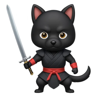 dog ninja with sword sticker