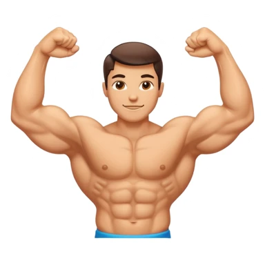 "Create a high-quality, glossy emoji-style illustration of a flexed biceps (💪). Use smooth gradients, rounded shapes, clean vector-style design, soft shadows, and vibrant colors. The result should look like an official modern emoji, crisp and polished." sticker