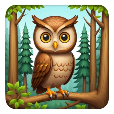 forest character side eye with owl perched sticker