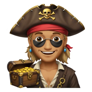 pirate with treasure. sticker