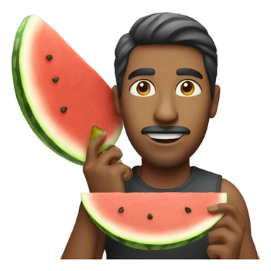 emoji of a india man eating a watermelon and chicken leg sticker