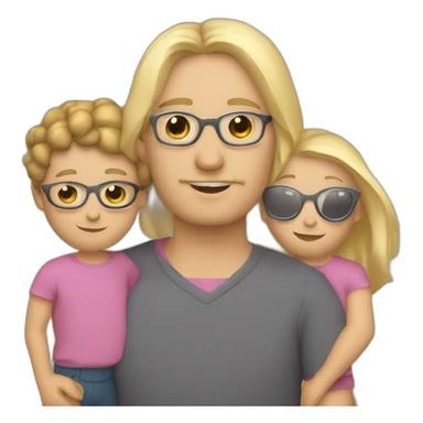 Familia 3 personas Papá gafas y barba, mamá gordita rubia , hijo moreno sticker