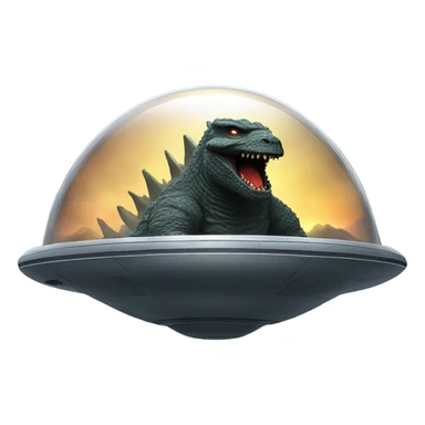 Godzilla in a UFO sticker