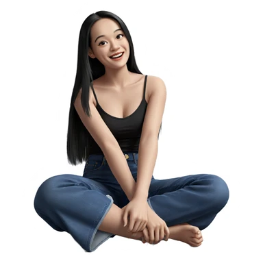 smiling girl in denim jeans sticker