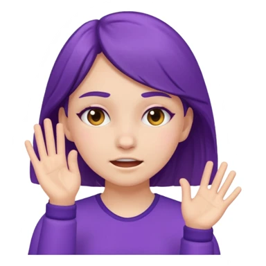 slapping face, girl wearing violet sticker