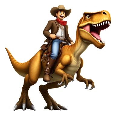Cowboy riding T-rex sticker