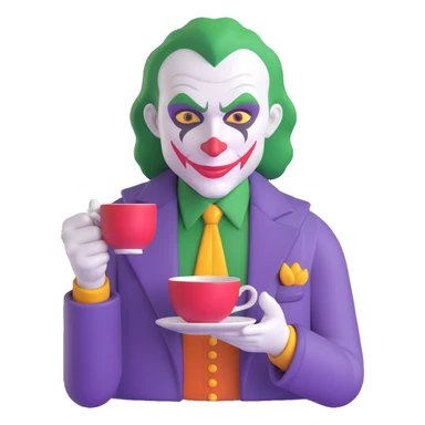 joker holding tea cup sticker