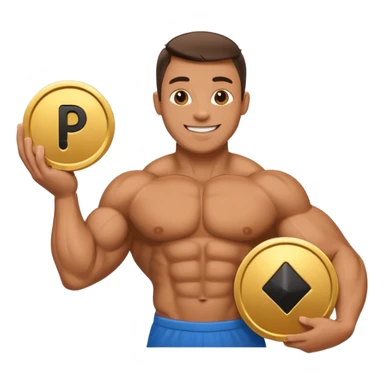 a happy bodybuilder holding youtube golden play button sticker