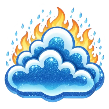 blue marine glitter fire sticker