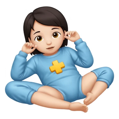 baby dark hair lying on ground sticker