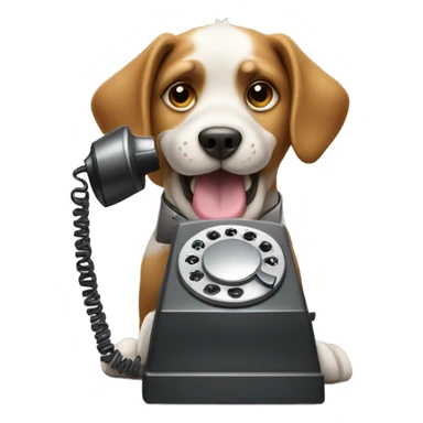 Dog taking a selfie with a rotary phone sticker