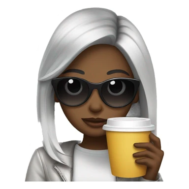 Black haired girl drinking coffee and wearing sunglasses sticker