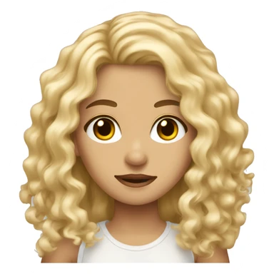 Blonde long curly hair girl with medium skin and dark brown eyes sticker