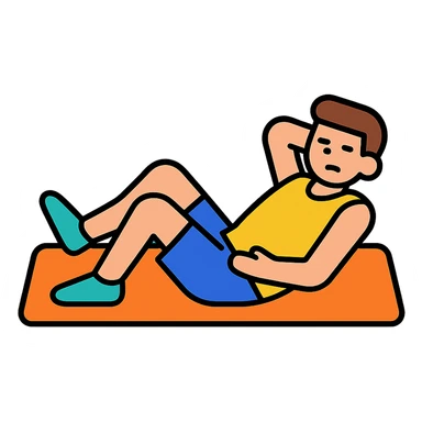 a sportsman lying on the yoga mat pretending to do streches but in fact he is not doing that
 sticker
