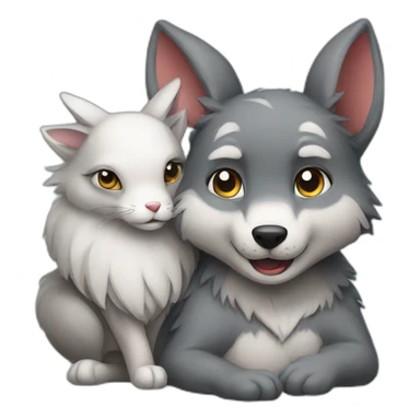 wolf loves a bunny sticker