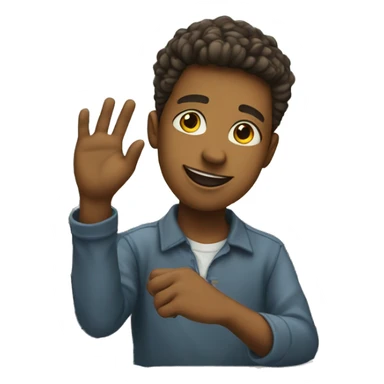 boy is sitting at school desk, hand is raised sticker