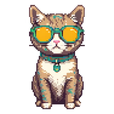 cat with round sunglasses sticker