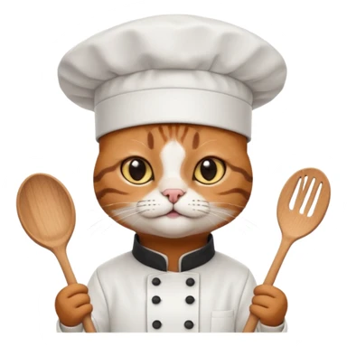 black chef cat wearing a tall white chef hat sticker