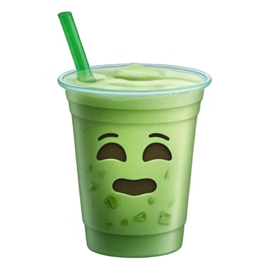 Iced matcha latte in a like a plastic cup lookinh glass cup  sticker