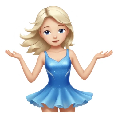The ice skater girl in the sparkling blue dress spins gently with her eyes closed. sticker