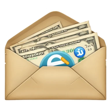 Banknotes enclosed in envelopes sticker